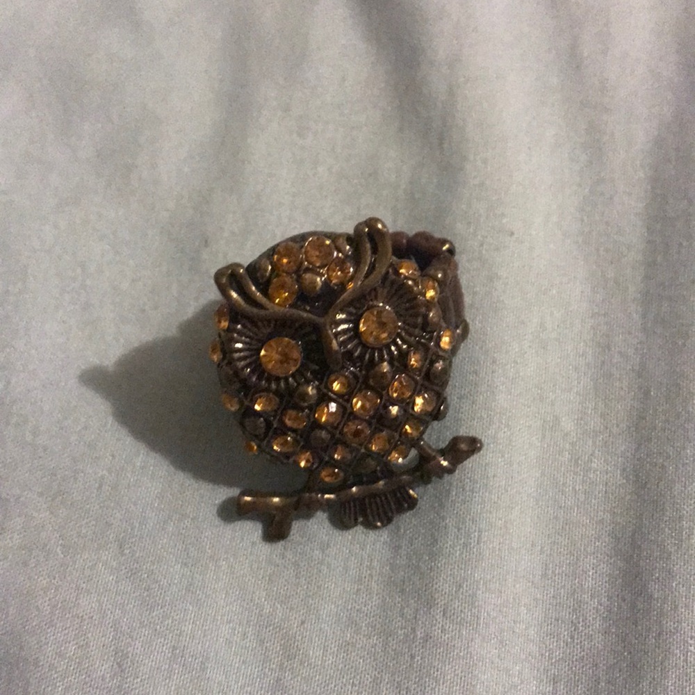 Jeweled Owl Ring
